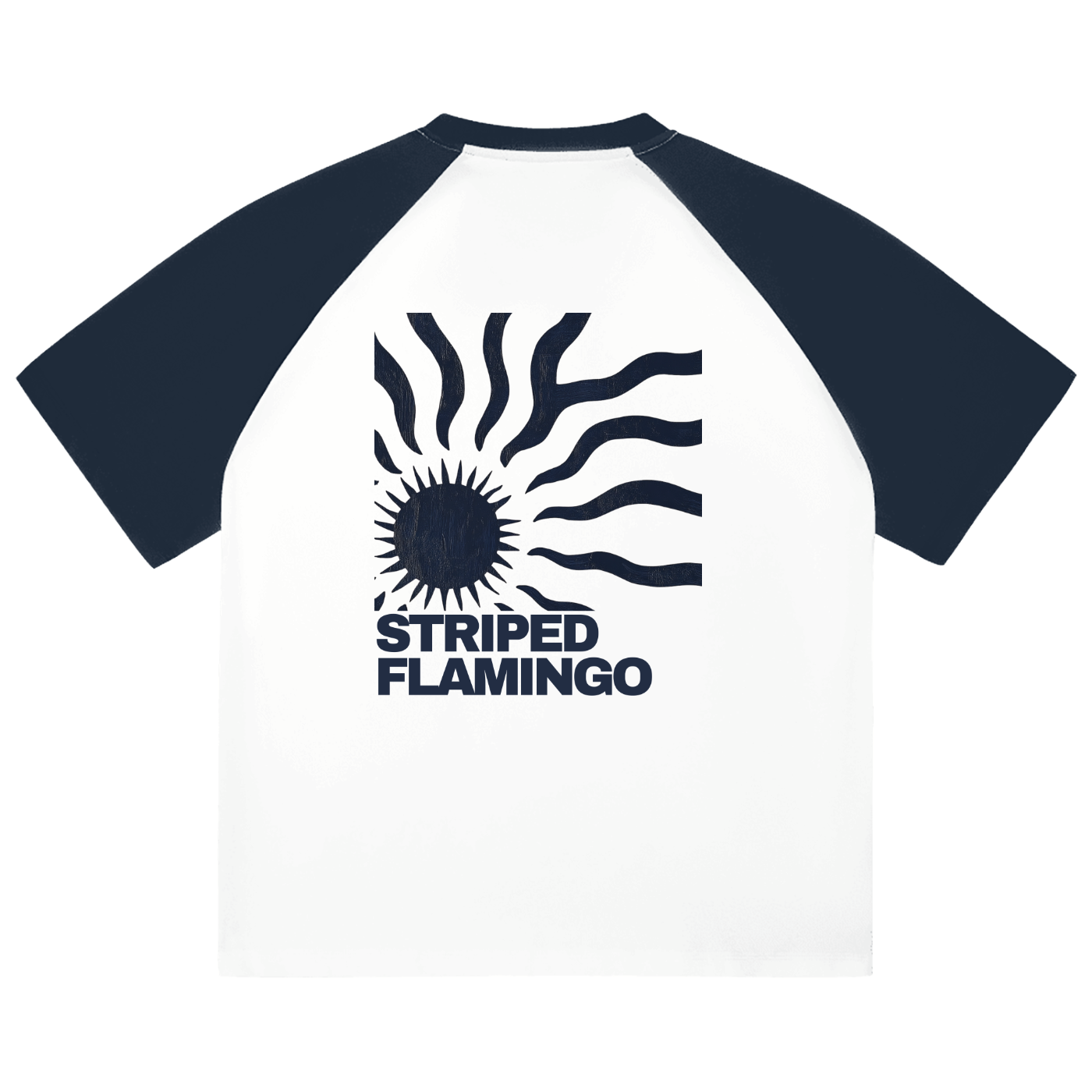 Navy Sun Tee,Striped Flamingo,SunburstTee,Travel Wear,BeachWear,MinimalistStreetwear,CasualSummerWear,OversizedTee